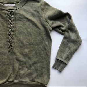 Ocean drive green lace up sweater